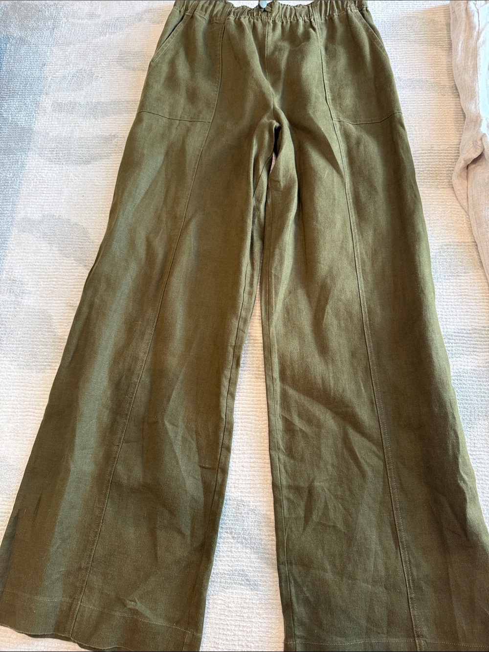 Reformation Linen Pants - Olive & Oatmeal - Picture 5 of 14